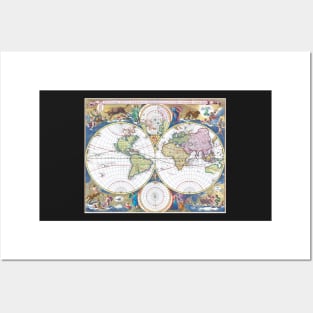 World map wall art 1690 dorm decor mappemonde Art Print Posters and Art